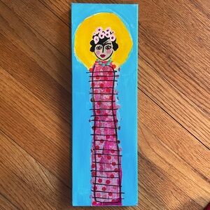 Original Primitive Mixed Media Painting Frida Kahlo